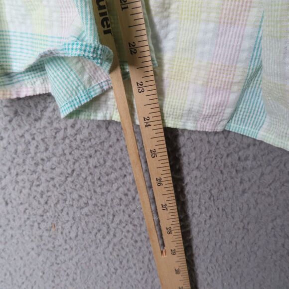 Old Navy Top 2X Multicolor Square Neck Checked Seer Sucker Puffy Short Sleeves - Picture 9 of 11